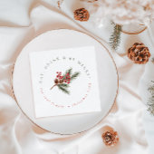 Moderne Kieferzweige & Berries Weihnachten Serviette