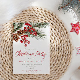 Moderne Kieferzweige & Berries Weihnachtsfest Part Einladung