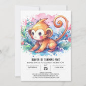 Moderne Kinder Affe Geburtstag Einladung (Vorderseite)