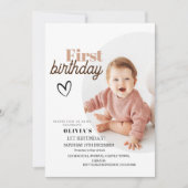 Moderne Kinder Erstgeburtstag Einladungen mit Foto (Vorderseite)