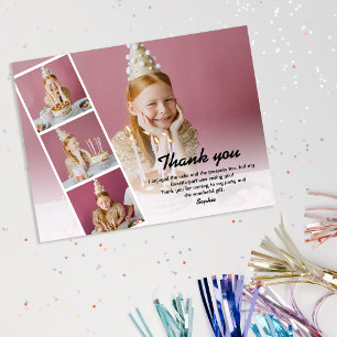 Moderne Kinder Foto Geburtstags Dankeschön Postkarte