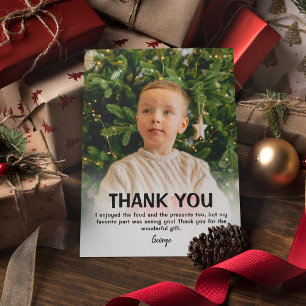 Moderne Kinder Foto Weihnachten Dankeskarte