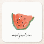 Moderne Kinder Handgezeichnete Rote Wassermelone F Rechteckiger Pappuntersetzer (Vorderseite)