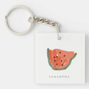 Moderne Kinder Handgezeichnete Wassermelone Frucht Schlüsselanhänger
