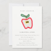 Moderne Kinder handgezogene Apple Fruit Baby Dusch Einladung (Vorderseite)