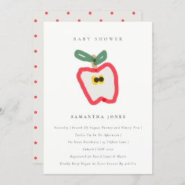 Moderne Kinder handgezogene Apple Fruit Baby Dusch Einladung