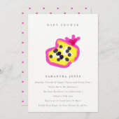 Moderne Kinder handgezogene Passion Fruit Baby Dus Einladung (Vorne/Hinten)