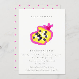 Moderne Kinder handgezogene Passion Fruit Baby Dus Einladung