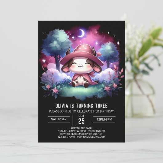 Moderne Kinder Kuh Geburtstag Einladung (Stehend Vorderseite)