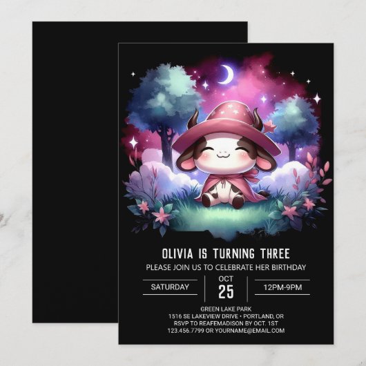 Moderne Kinder Kuh Geburtstag Einladung (Vorne/Hinten)