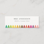 Moderne Kinder lehren farbenfroh Rainbow Crayon Co Mini Visitenkarte (Vorderseite)