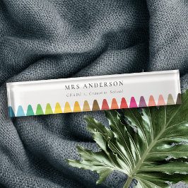 Moderne Kinder lehren farbenfroh Rainbow Crayon Co Namensplakette