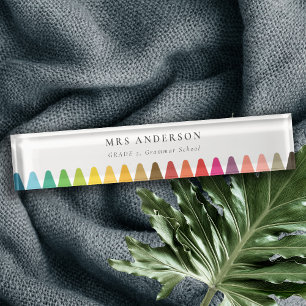 Moderne Kinder lehren farbenfroh Rainbow Crayon Co Namensplakette