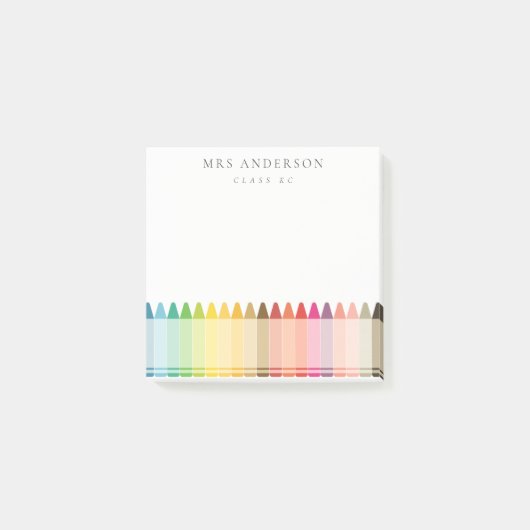 Moderne Kinder lehren farbenfroh Rainbow Crayon Co Post-it Klebezettel (Vorderseite)