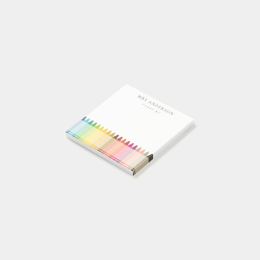 Moderne Kinder lehren farbenfroh Rainbow Crayon Co Post-it Klebezettel (angewinkelt)