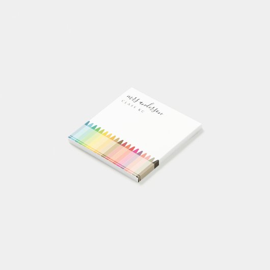 Moderne Kinder lehren farbenfroh Rainbow Crayon Co Post-it Klebezettel (angewinkelt)