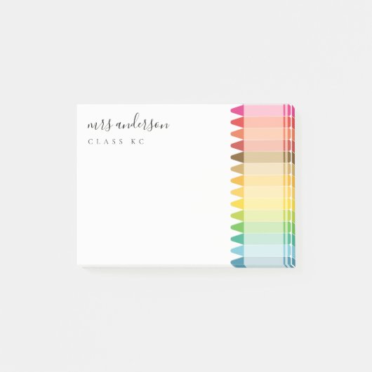Moderne Kinder lehren farbenfroh Rainbow Crayon Co Post-it Klebezettel (Vorderseite)
