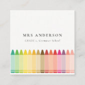 Moderne Kinder lehren farbenfroh Rainbow Crayon Co Quadratische Visitenkarte (Vorderseite)