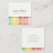 Moderne Kinder lehren farbenfroh Rainbow Crayon Co Quadratische Visitenkarte (Vorne/Hinten)