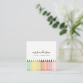 Moderne Kinder lehren farbenfroh Rainbow Crayon Co Quadratische Visitenkarte (Stehend Vorderseite)