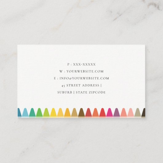 Moderne Kinder lehren farbenfroh Rainbow Crayon Co Visitenkarte (Rückseite)