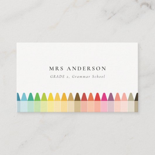 Moderne Kinder lehren farbenfroh Rainbow Crayon Co Visitenkarte (Vorderseite)