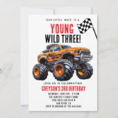 Moderne Kinder Monster Trucks Geburtstagsparty Einladung (Vorderseite)