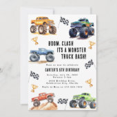 Moderne Kinder Monster Trucks Geburtstagsparty Einladung (Vorderseite)