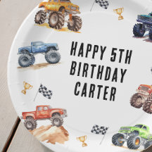Moderne Kinder Monster Trucks Geburtstagsparty