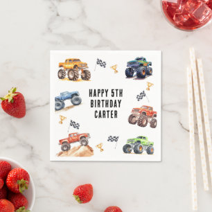 Moderne Kinder Monster Trucks Geburtstagsparty Serviette