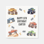 Moderne Kinder Monster Trucks Geburtstagsparty Serviette (Vorderseite)