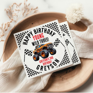 Moderne Kinder Monster Trucks Geburtstagsparty Serviette