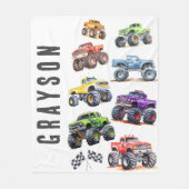 Moderne Kinder-Monstertrucks Fleecedecke (Vorderseite)