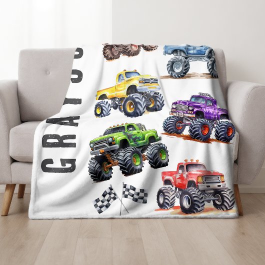 Moderne Kinder-Monstertrucks Fleecedecke