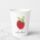 Moderne Kinder Schule Lehrer Hand Drawn Apple Pappbecher (Rückseite)