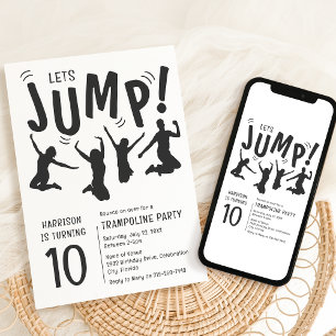Moderne Kinder-Trampolin-Party Geburtstagsfeier Einladung