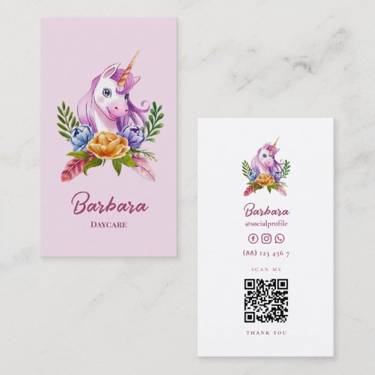 Moderne Kinderbetreuung Babysitter Daycare Floral Visitenkarte (Vorne/Hinten)