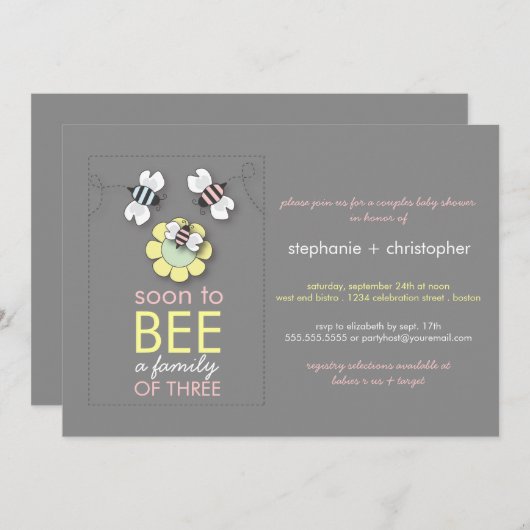 Moderne Kinderdusche für Mädchen Einladung (Vorne/Hinten)