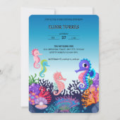 Moderne Kinderdusche unter dem Seepferd Einladung (Vorderseite)