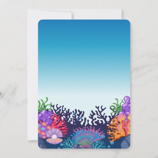 Moderne Kinderdusche unter dem Seepferd Einladung (Rückseite)