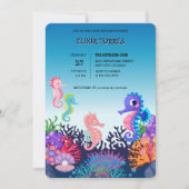 Moderne Kinderdusche unter dem Seepferd Einladung (Vorderseite)