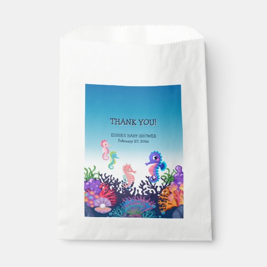 Moderne Kinderdusche unter dem Seepferd Geschenktütchen (Vorderseite)