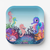 Moderne Kinderdusche unter dem Seepferd Pappteller (Vorderseite)