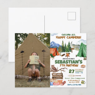 Moderne Kindergeburtstags-Campingparty  Postkarte