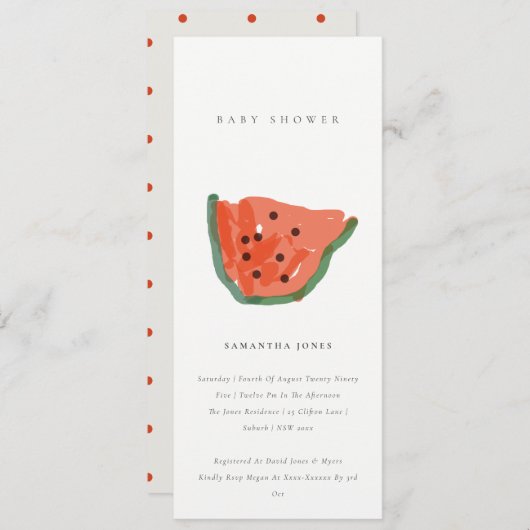 Moderne Kinderhandgezogene Wassermelone Fruchtsaft Einladung (Vorne/Hinten)