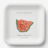 Moderne Kinderhandgezogene Wassermelone Fruchtsaft Pappteller (Vorderseite)