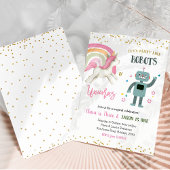 Moderne Kinderroboter und Einhornschellen zum Gebu Einladung