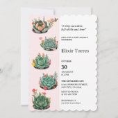 Moderne Kinderspülung Cactus Baby Shower Einladung (Vorderseite)