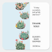 Moderne Kinderspülung Cactus Baby Shower Quadratischer Aufkleber (Vorderseite)