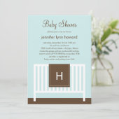 Moderne Kinderzimmer Baby Dusche Einladung (blau) (Stehend Vorderseite)